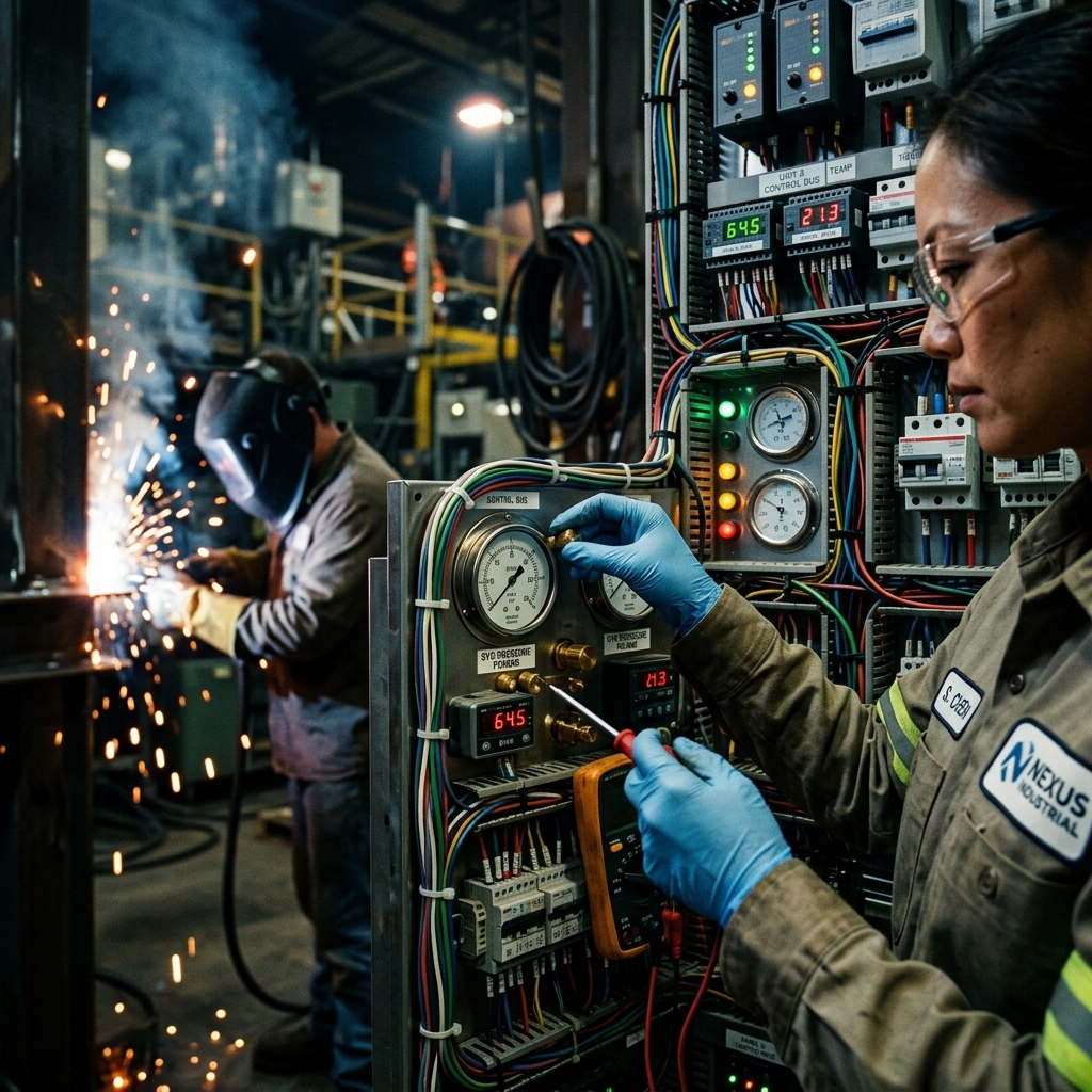 Engineers commissioning industrial control systems